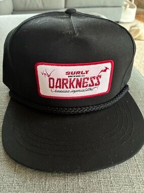 Surly Brewing Co. Darkness Patch Trucker Hat - Black with Red/White Patch